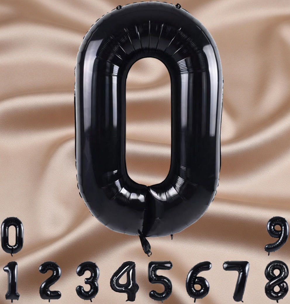 Black Number Balloon 40 Inch, 0 Number Balloons, 10 20 30 40 50 60 70 80 Numbers Balloon Birthday Decorations, Black Party Supplies for Women Men Vatoyum Balloons