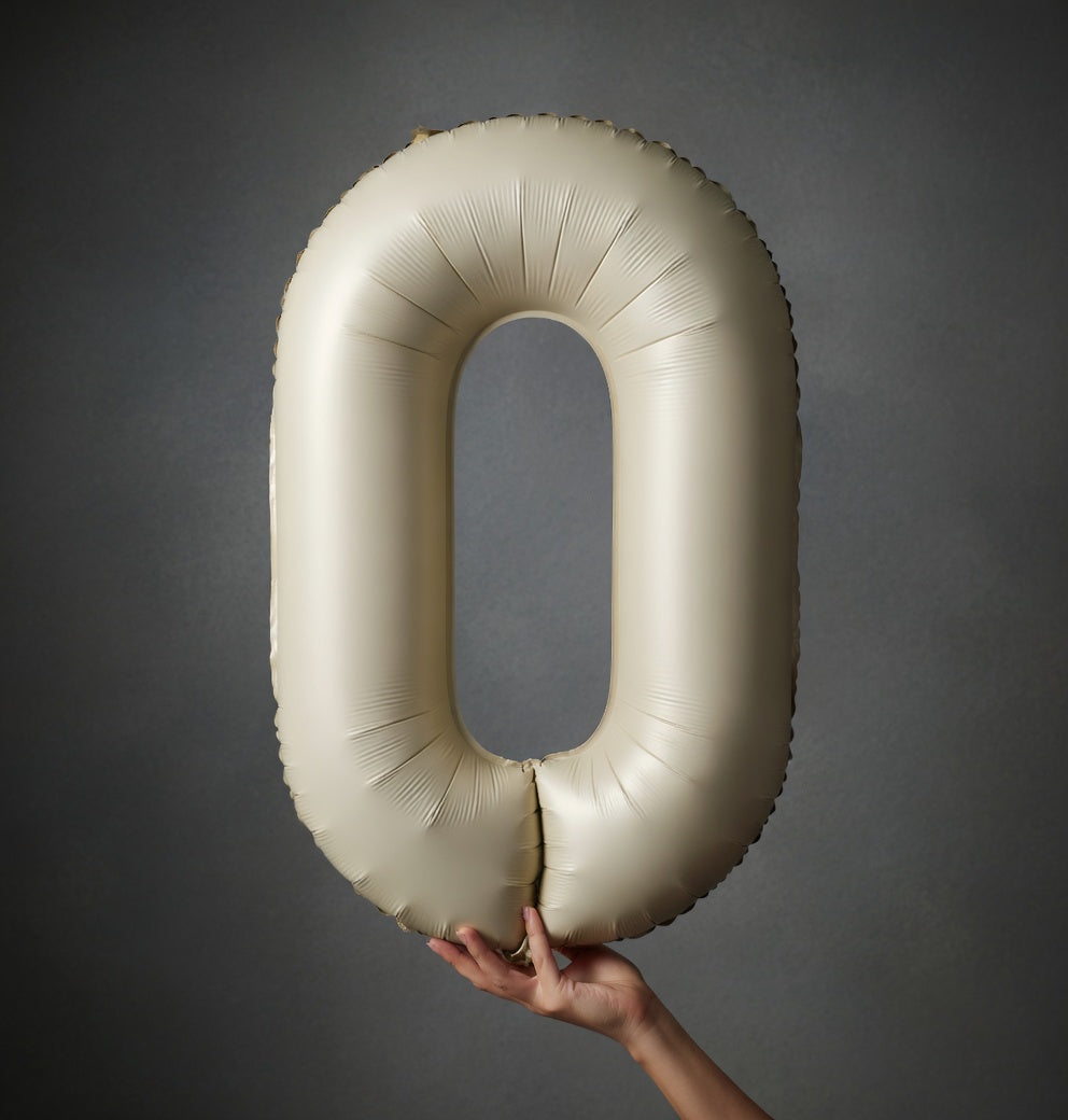 Cream Number 0 Balloon 40 Inch, 0 Balloon Number for 10th 20th 30th 40th 50th 60th Birthday Decorations, Cream Party Supplies Vatoyum Balloons