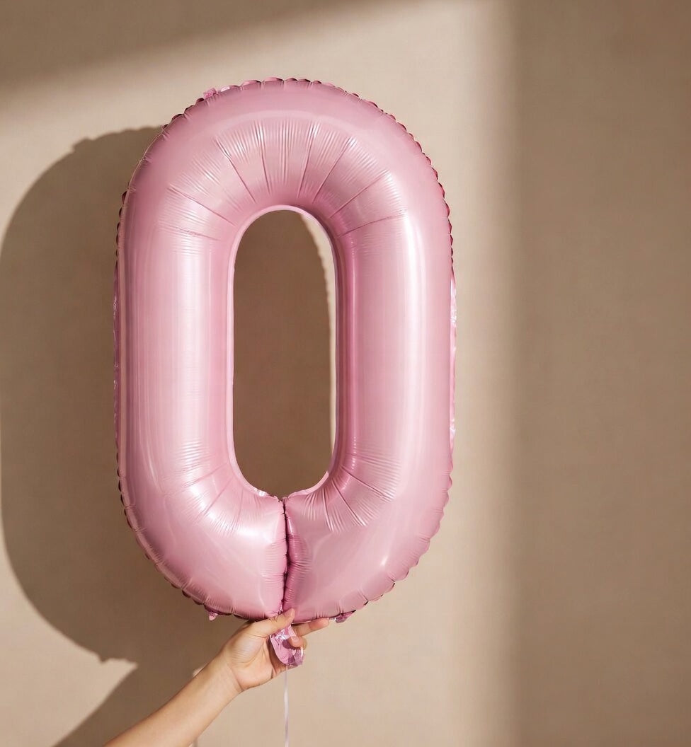 Pearlescent Pink Number 0 Balloon 40 Inch, 0 Balloon Number for 10th 20th 30th 40th 50th 60th Birthday Decorations, Pearlescent Pink Party Supplies Vatoyum Balloons