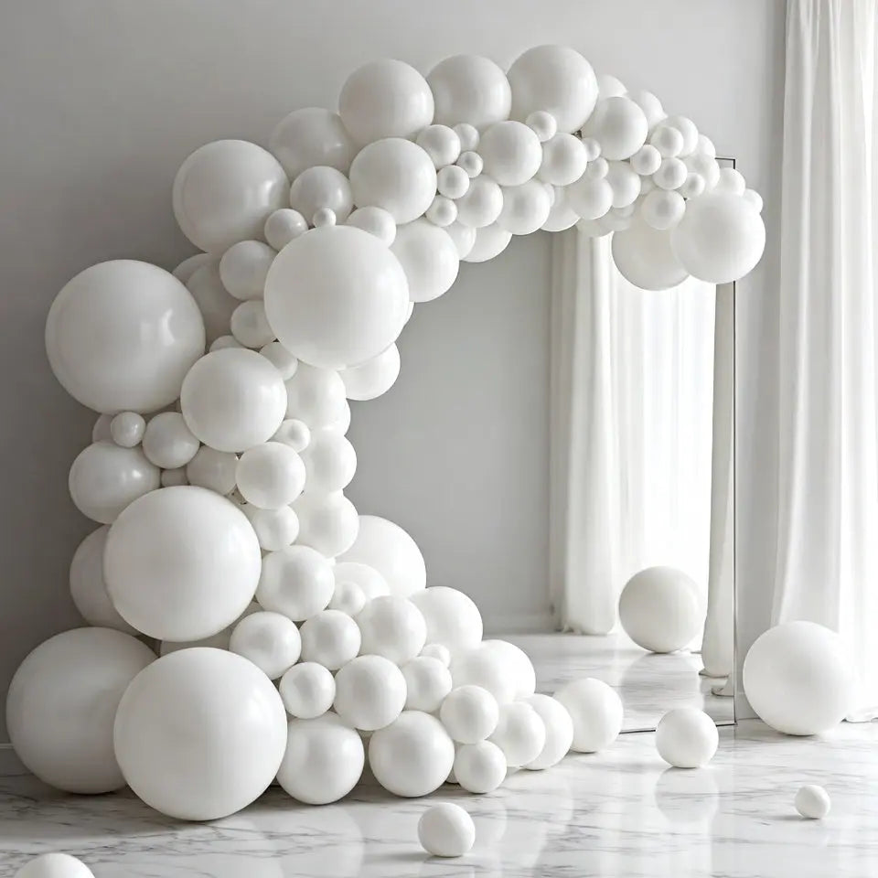 White Balloons 140 pcs Different Sizes of 18 12 10 5 Inch White Balloons Arch Kit Garland for Wedding Baby Shower Birthday Bridal Shower Graduation Engagement Party Decorations Vatoyum Balloons