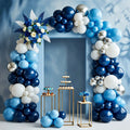 144-piece blue balloon arch wreath set, 18/12/10/5-inch blue, white, and silver party balloons, silver sequined latex balloons, suitable for birthday, wedding, and baby shower decorations. Vatoyum Balloons