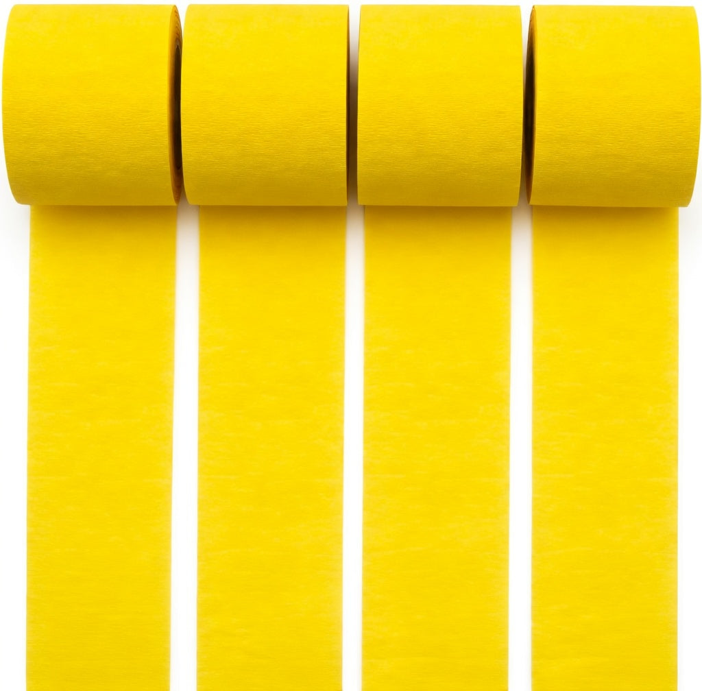 Yellow Crepe Paper Streamers 4 Rolls 328ft, Pack of Party Streamers for Party Decorations, Crepe Paper for Birthday, Baby Shower, Wedding Party Decorations (1.8 Inch x 82 Ft/Roll) Vatoyum Balloons