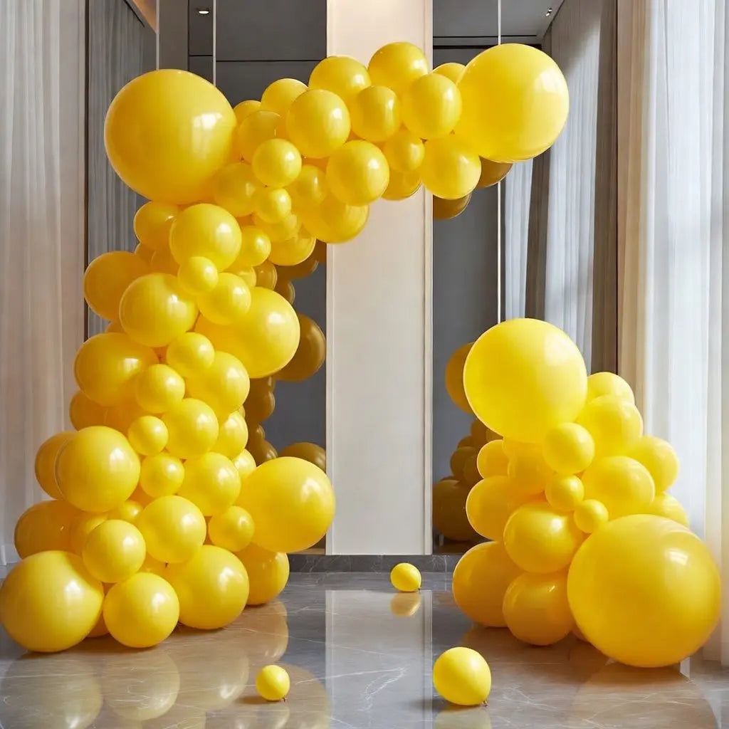 Yellow Balloons 140pcs Different Sizes of 18 12 10 5 Inch Matte Yellow Latex Balloon Arch Kit Garland for Easter Bee Baby Shower Sunflower Birthday Graduation Party Decorations Vatoyum Balloons