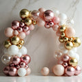 Rose Gold Balloon Garland Kit, Nude Pastel Pink Metallic Gold Matte White Balloons Gold and Rose Gold Confetti Balloons for Valentines Day Wedding Bridal Shower Party Girl Birthday Decorations Vatoyum Balloons