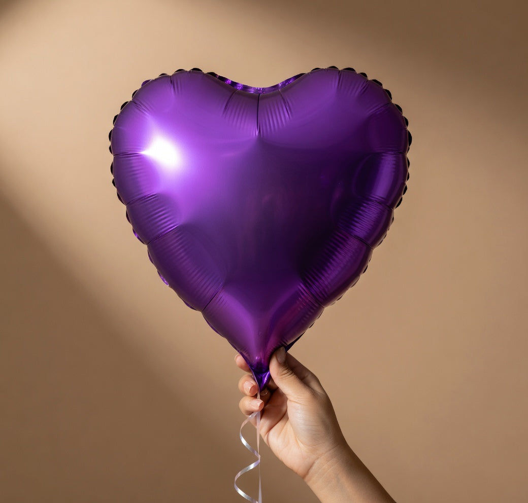 Purple Heart Balloon, 10PCS Purple Foil Heart Balloons, 18inch Metallic Purple Heart Shape Foil Balloons for Helium Birthday Party Decorations for Brithday Party, Valentines Day, Wedding, Anniversary Vatoyum Balloons