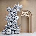 Metallic Silver Star Balloons 110pcs Different Sizes 18 12 10 5 Inch Pack 22 Inch Silver Spike Star Explosion Foil Mylar Balloon Arch Kit for Birthday Party Decorations Vatoyum Balloons