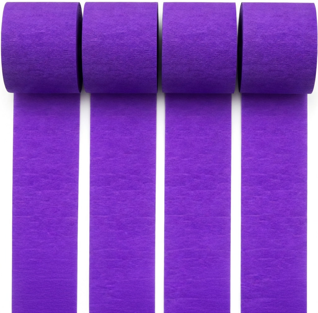 Purple Crepe Paper Streamers 4 Rolls 328ft, Pack of Party Streamers for Party Decorations, Crepe Paper for Birthday, Baby Shower, Wedding Party Decorations (1.8 Inch x 82 Ft/Roll) Vatoyum Balloons
