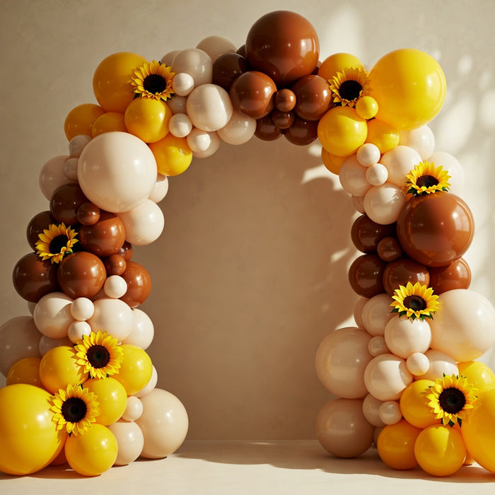 Balloon Arch Kit Mustard Yellow Brown Ivory White Balloons for Sunflower Bee Theme Gender Reveal Birthday Party Baby Shower Decorations Vatoyum Balloons