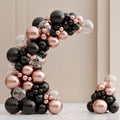 Rose gold and black balloon arch set, 100 metallic rose gold and black balloon arches with rose gold sequins, suitable for weddings, birthdays, graduations, baby shower decorations. Vatoyum Balloons