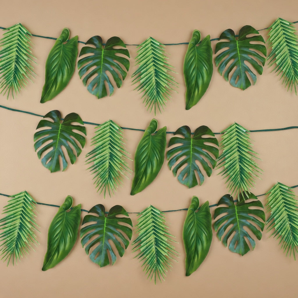 Tropical Palm Leaf Garland Party Decorations, Length 2.6M, 8.5 FT, Green Vatoyum Balloons