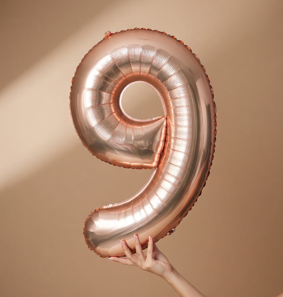 Rose Gold 9 Balloon, Number Balloons 40 Inch, 9th Giant Birthday Decorations for Boys Girls, 19th 29th Party Decorations Supplies, Number 9 Balloon Vatoyum Balloons