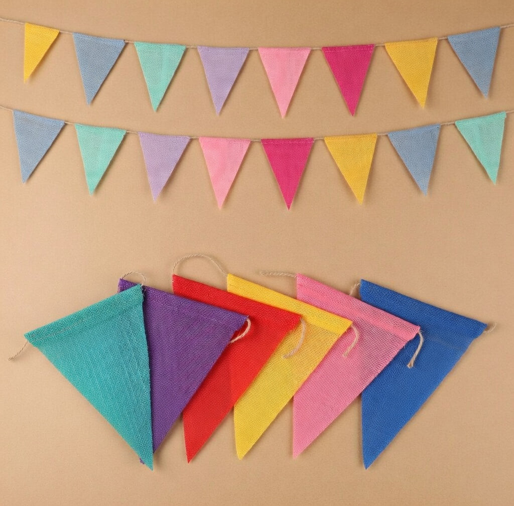 Pennant Banner Flags Pastel - Colorful Triangle Banners for Birthday Easter Classroom School Carnival Garland Outdoor Burlap Bunting Party Decorations 4 Strings Vatoyum Balloons