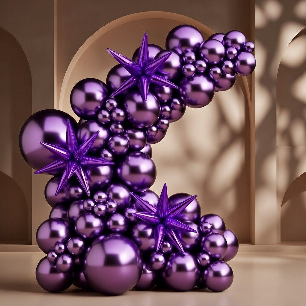 Metallic Purple Star Balloons 110pcs Different Sizes 18 12 10 5 Inch Pack 22 Inch Purple Spike Star Foil Mylar Balloon Arch Kit for Birthday Wedding Party Decorations Vatoyum Balloons