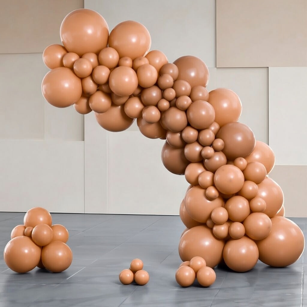 Light brown balloons, 100 balloons per pack, in different sizes (18, 12, 10, 5 inches), caramel brown, beige, bohemian, and neutral-colored latex balloon arch sets, suitable for birthday, wedding, and baby shower decorations. Vatoyum Balloons