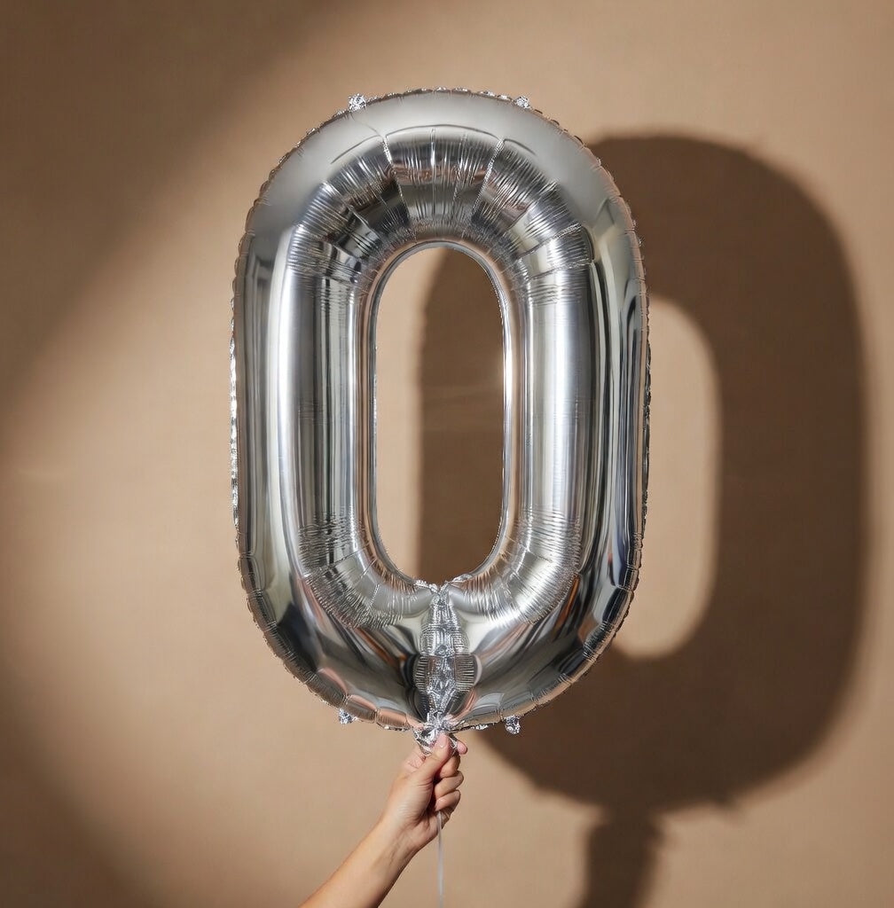 Silver Number 0 Balloon 40 Inch, 0 Balloon Number for 10th 20th 30th 40th 50th 60th Birthday Decorations, Silver Party Supplies Vatoyum Balloons