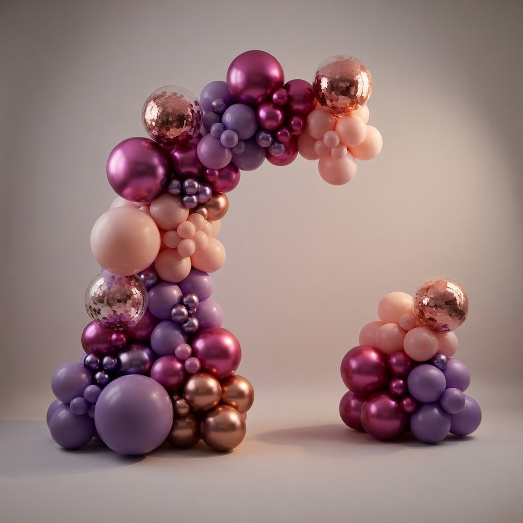 Pink and Purple Balloon Arch Kit Garland 140pcs Different Sizes of 18 12 10 5 Inch Metallic Baby Pink Hot Pink Chrome Light Purple Gold Confetti Balloons Birthday Party Decorations Vatoyum Balloons