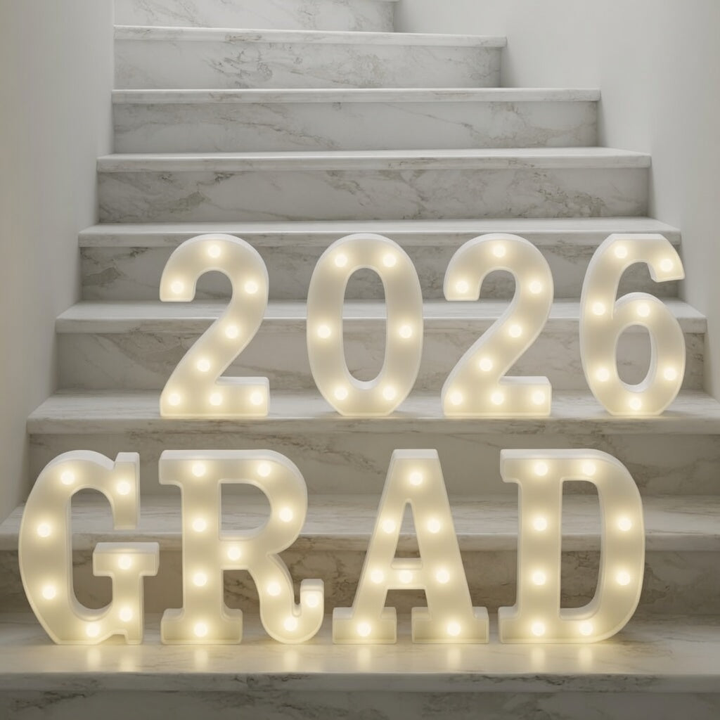 Graduation Decorations 2026 Deals-8 LED Long Marquee Light Up Letters 'Grad 2026' - Graduation Party Decor for Kindergarten Preschool High School College Graduation Vatoyum Balloons