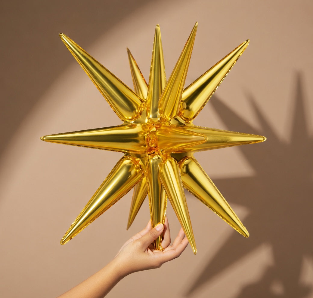 Metallic gold star foil balloons, 6 in total. Available in 27-inch and 22-inch sizes. Perfect for graduation ceremonies, anniversaries, bachelor/bachelorette parties, engagement parties, and birthday party decorations. Vatoyum Balloons