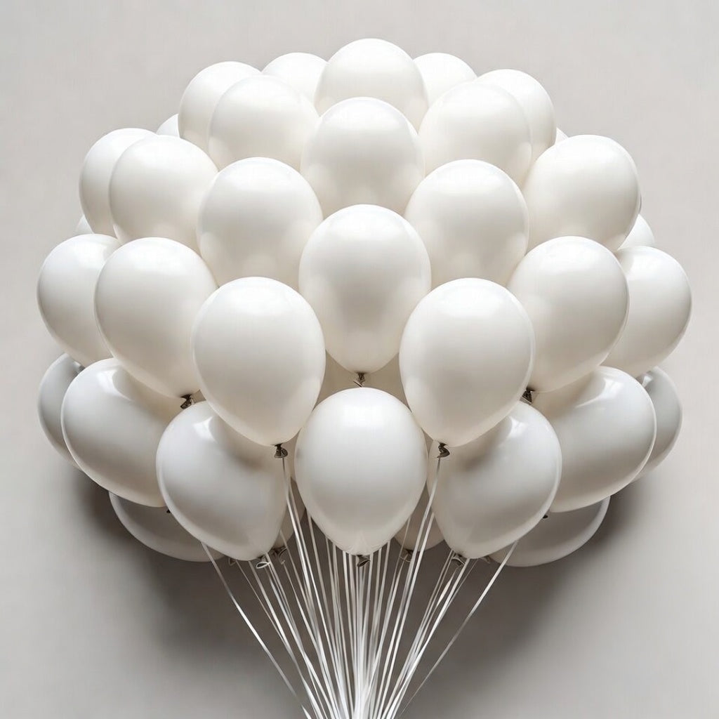 White Balloons 12 inch, White Latex Balloons 50pcs Party Balloon for Engagement Bachelorette Bridal Shower Wedding Party Birthday Decorations Vatoyum Balloons