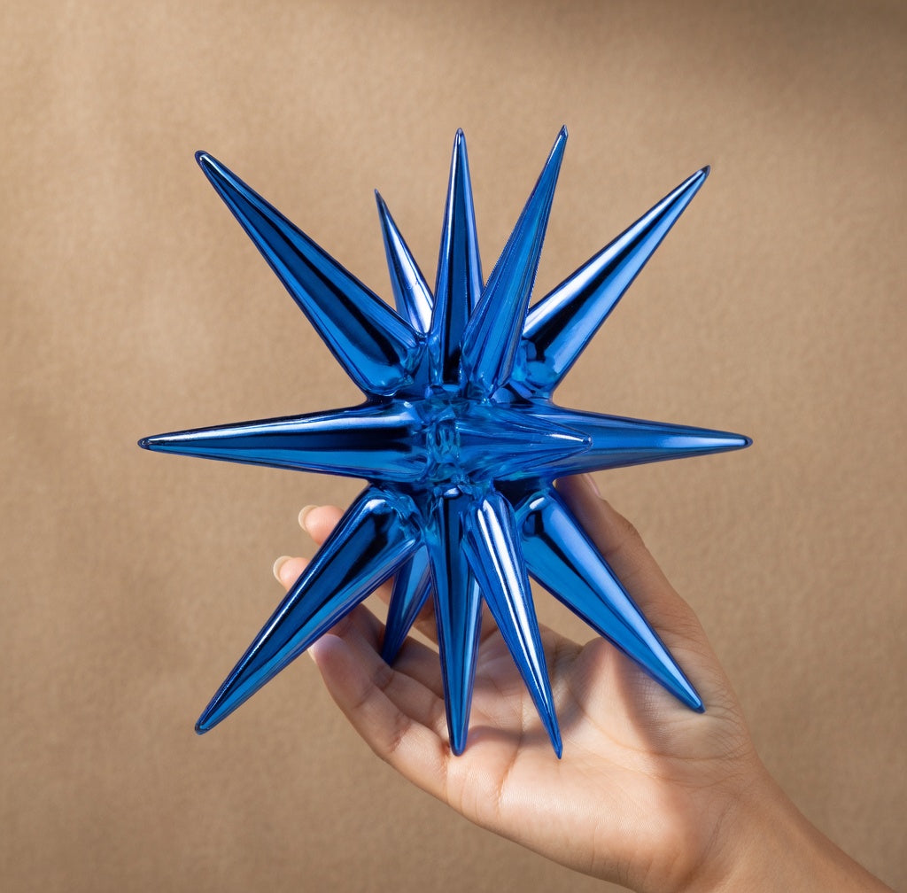 Navy blue star-shaped foil balloons, 6-pack, various sizes, 27-inch and 22-inch large explosive spike foil balloons, suitable for party decorations, graduation ceremonies, bachelor/bachelorette parties, birthday parties, baby showers. Vatoyum Balloons