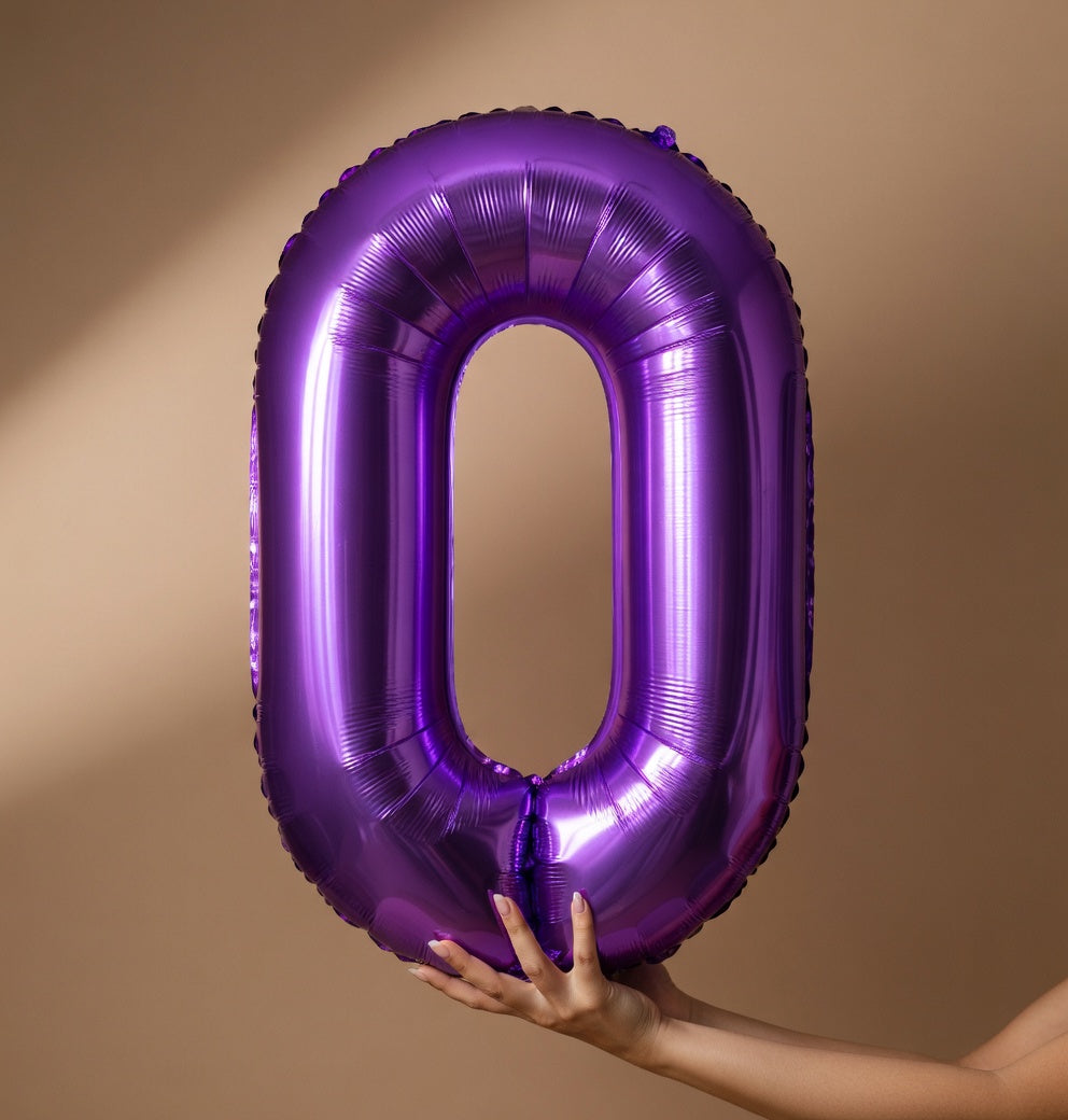 Purple Number Balloon 40 Inch, 0 Number Balloons, 10 20 30 40 50 Numbers Balloon Birthday Decorations, Purple Party Supplies for Girls Women Adults Vatoyum Balloons