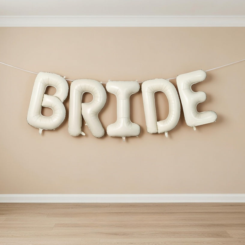 40 Inch Beige BRIDE Balloons Bachelorette for Bridal Shower, Cream White Sand Bride Mylar Foil Banner Letter Sign, Bridal Balloon Banner for Wedding Engagement Bride To Be Party Favors Decorations Vatoyum Balloons