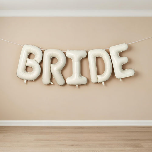40 Inch Beige BRIDE Balloons Bachelorette for Bridal Shower, Cream White Sand Bride Mylar Foil Banner Letter Sign, Bridal Balloon Banner for Wedding Engagement Bride To Be Party Favors Decorations Vatoyum Balloons