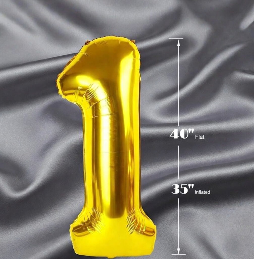 Gold Number 1 Balloon 40 Inch, 0 Balloon Number for 10th 20th 30th 40th 50th 60th Birthday Decorations, Gold Party Supplies Vatoyum Balloons