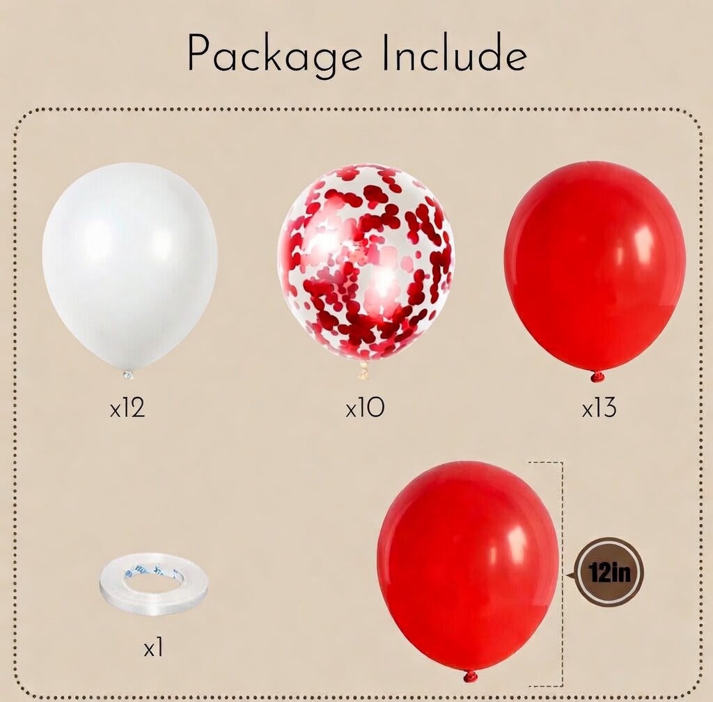 Red White Balloons Set, 35 Pack 12 Inch Red White Confetti Latex Party  Balloon for Girls Women Birthday Party Wedding Valentine's Day Graduation Galentines Christmas Party Decoration Vatoyum Balloons