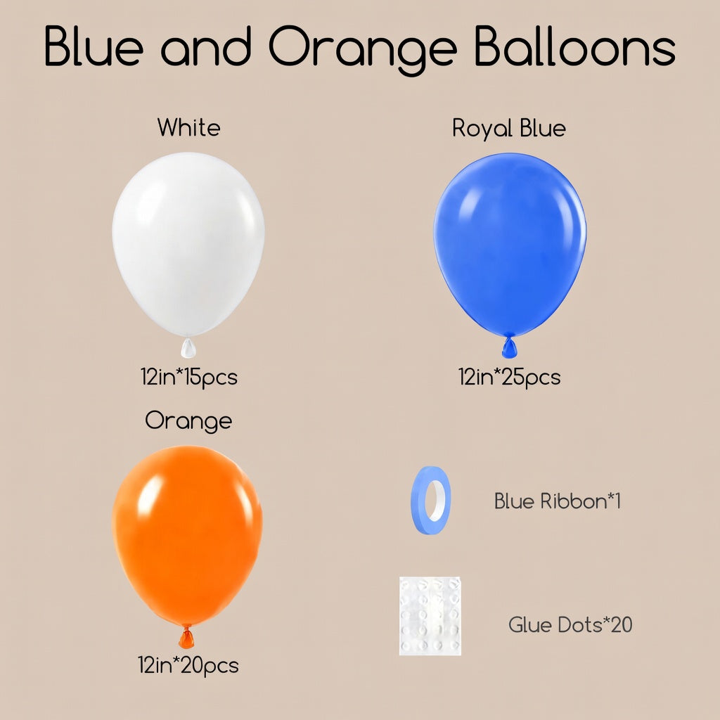60pcs Blue and Orange Balloons 12inch with White Orange and Royal Blue Latex Balloons for Space Baby Shower Birthday Party Decorations Vatoyum Balloons