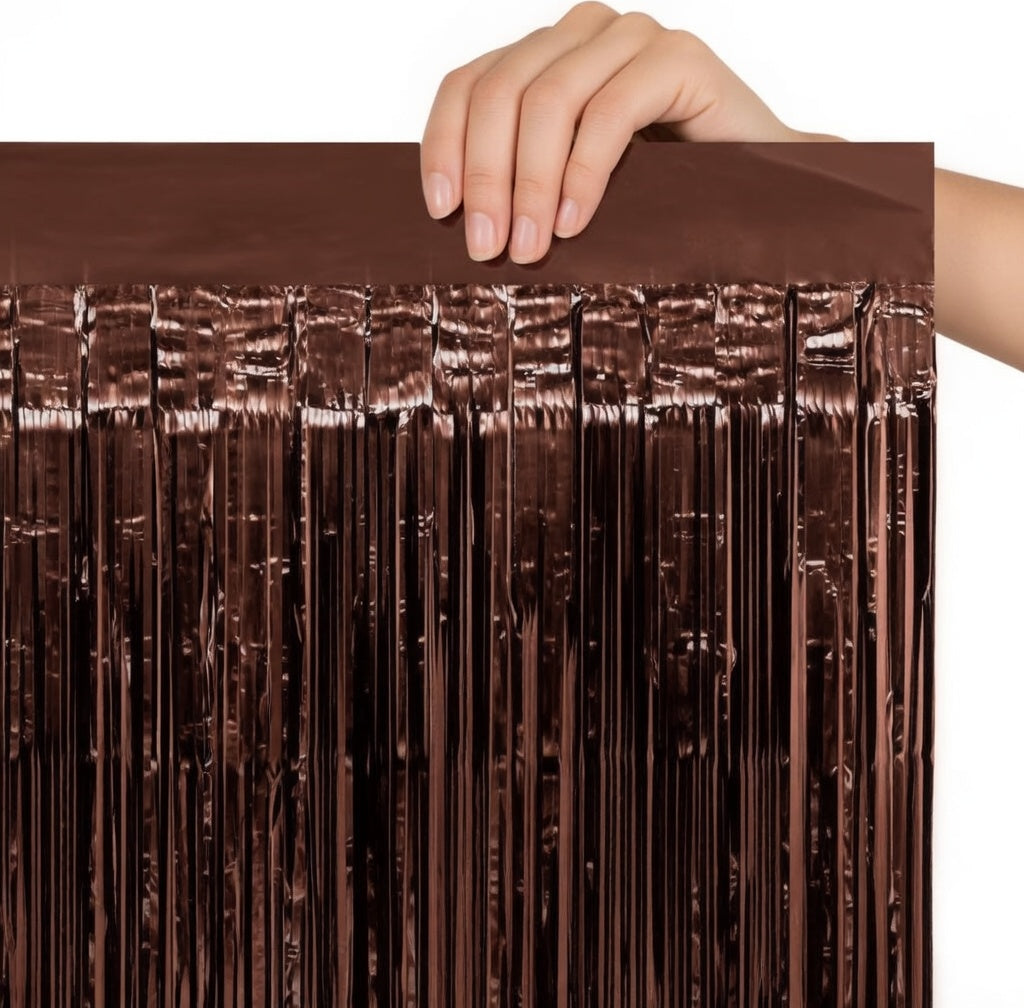 Brown Party Curtain - Set of 2 | Espresso Martini Fringe, Bachelorette Decorations, Cute Birthday Photo Booth, Party Backdrop, Bday Supplies Vatoyum Balloons