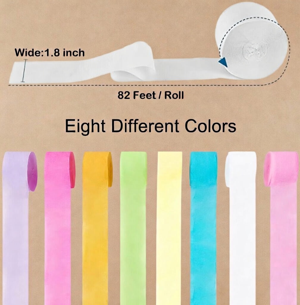Pastel Birthday Party Decorations Pastel Crepe Paper Streamers 8 Rolls Pastel Color Party Streamers for Birthday Party Wedding Decorations Vatoyum Balloons
