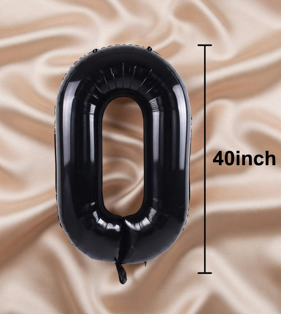 Black Number Balloon 40 Inch, 0 Number Balloons, 10 20 30 40 50 60 70 80 Numbers Balloon Birthday Decorations, Black Party Supplies for Women Men Vatoyum Balloons