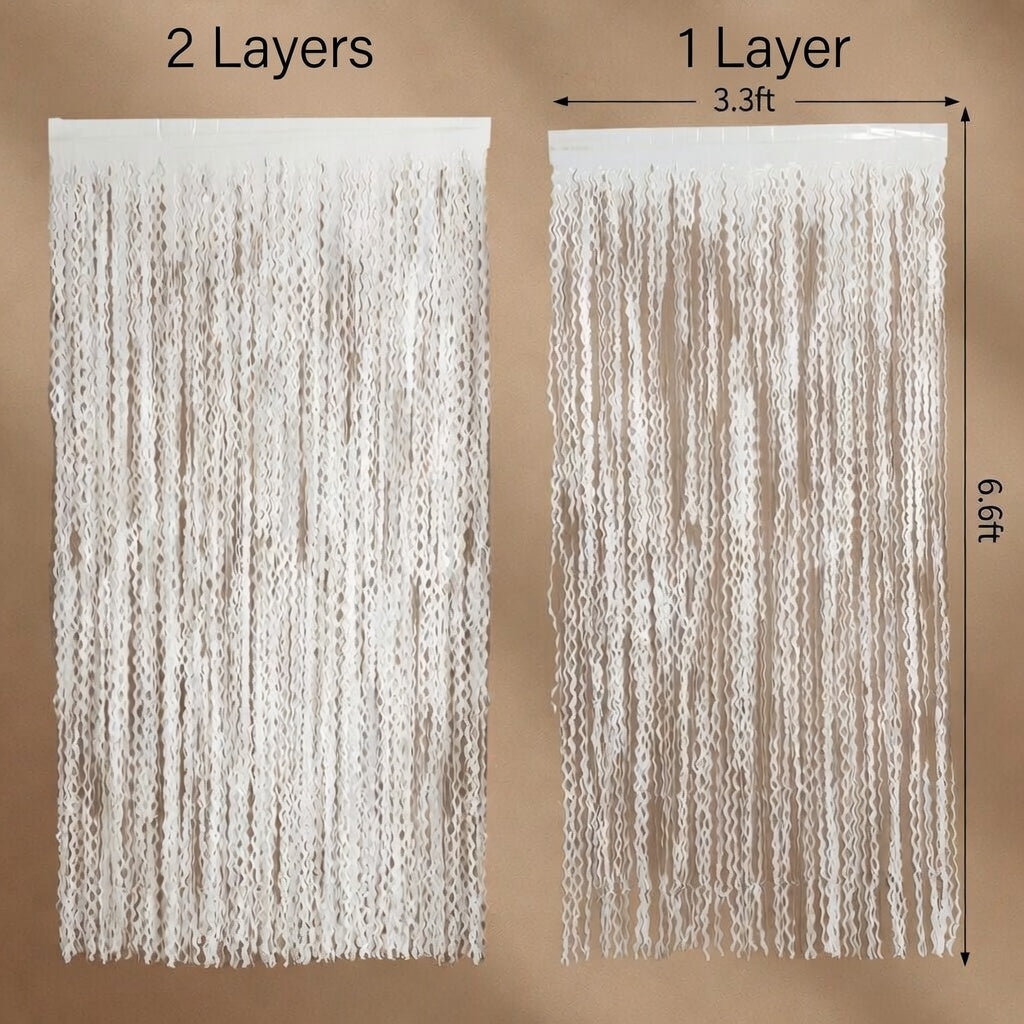 4 Pack White Door Streamers Foil Backdrop - 3.3x6.6ft Metallic Tinsel Foil Fringe Curtains Photo Booth Backdrop for Party Decoration Vatoyum Balloons