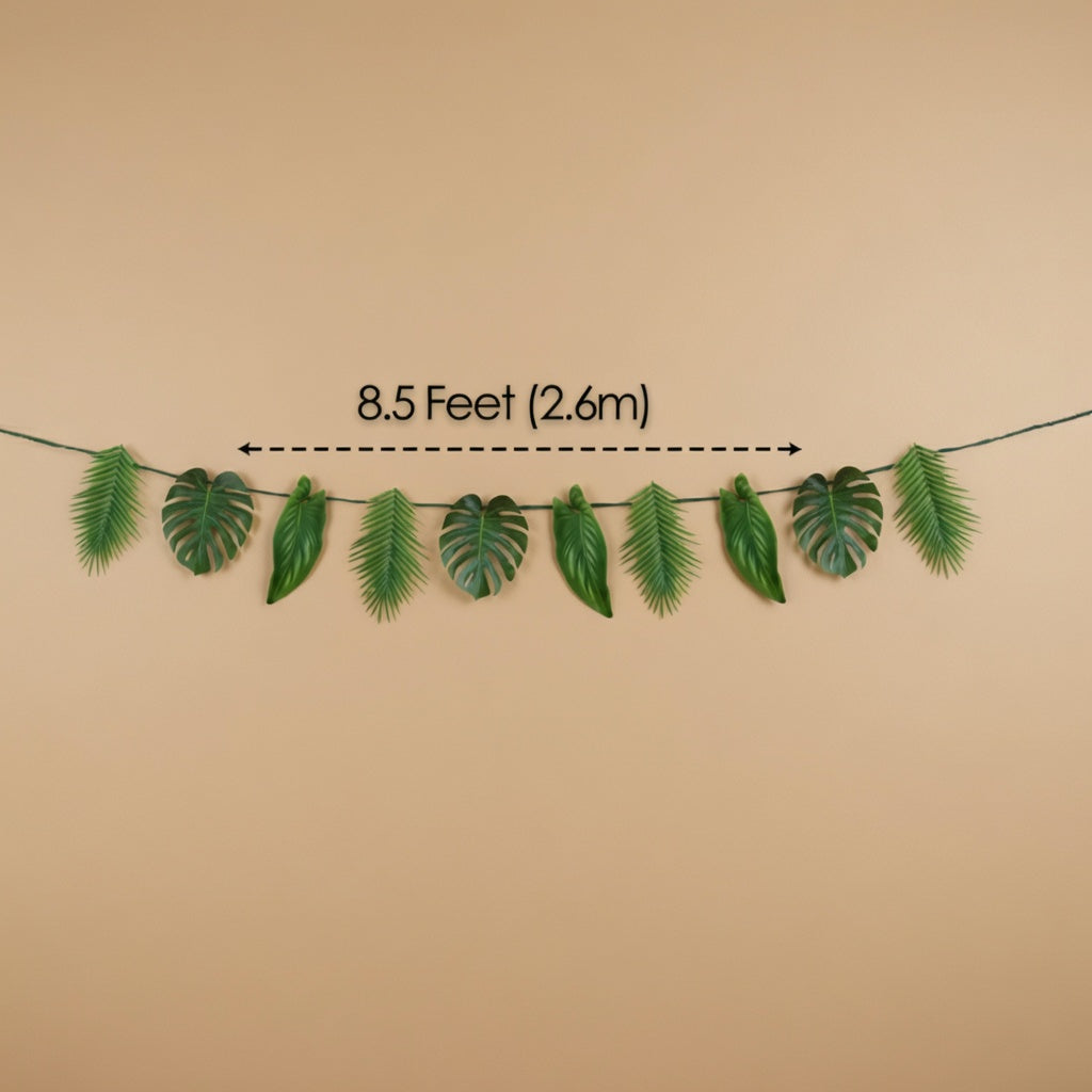 Tropical Palm Leaf Garland Party Decorations, Length 2.6M, 8.5 FT, Green Vatoyum Balloons