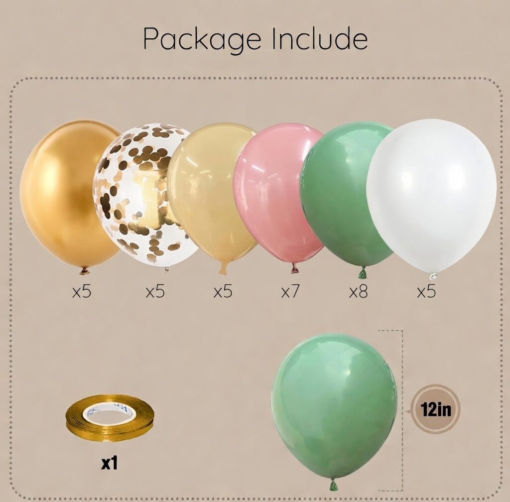 Sage Green and Dusty Pink Balloons, Retro Pink Muted Green White Gold Baby in Bloom Balloons for Girls Women Floral Fairy Wildflower Camping Birthday Woodland Baby Shower Garden Tea Party Decorations Vatoyum Balloons