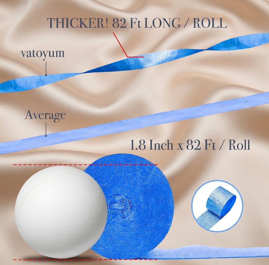 Crepe Paper Streamers 6 Rolls 492 ft Pack of Blue Pastel Blue Green and Lime Crepe Paper for Graduation Wedding Baby Shower Gender Reveal Birthday Party Decorations (1.8 Inch x 82 Ft/Roll) Vatoyum Balloons