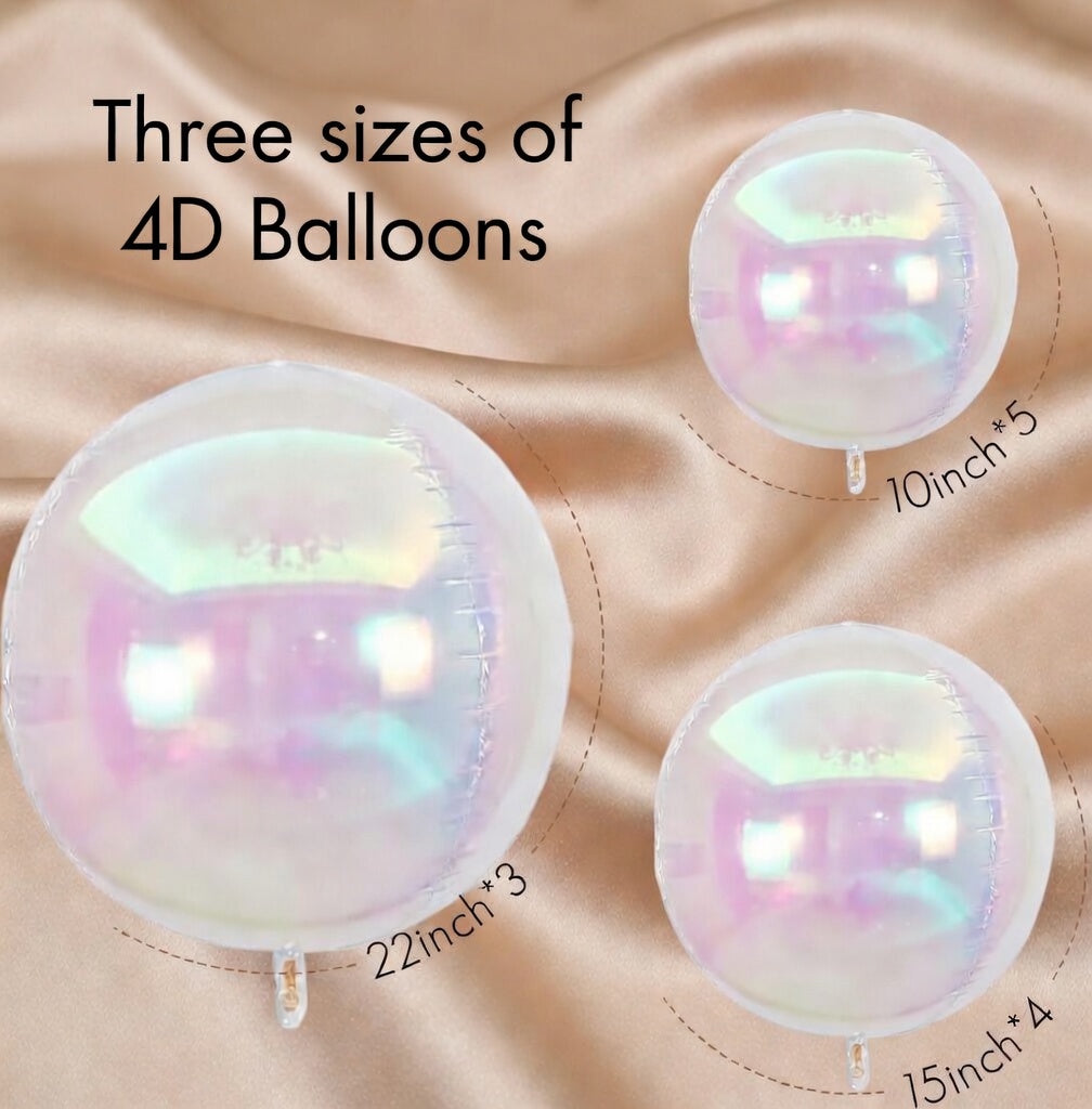 Pack of 12 colorful round foil balloons, 22-inch, 15-inch, and 10-inch 4D transparent spherical balloons, suitable for birthdays, weddings, and decorations. Vatoyum Balloons
