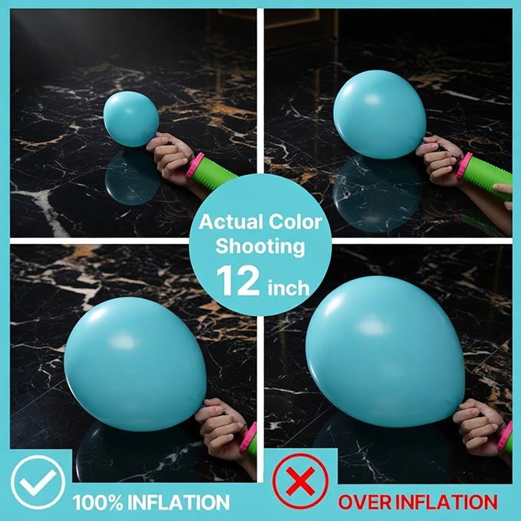 120 different sizes of blue-green balloons, 18-inch, 12-inch, 10-inch and 5-inch combination packs, suitable for baby showers, graduation ceremonies, mermaid-themed birthday parties, pool parties and other decorations. Vatoyum Balloons