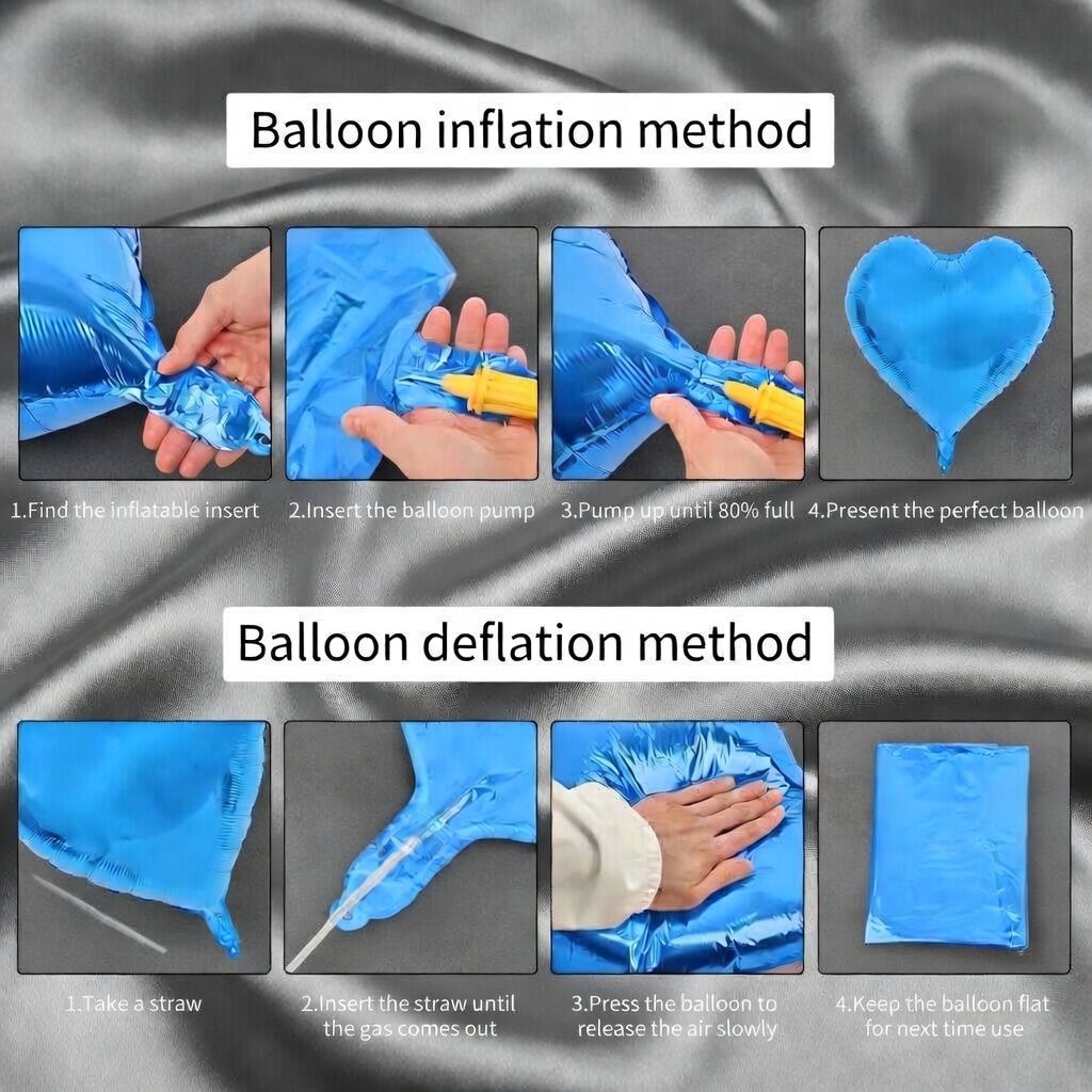 Blue Foil Heart Balloons, 10PCS 18inch Love Shape for Helium Birthday Party Decorations, Boys Men, Baby Shower, Valentines, Wedding, Anniversary Vatoyum Balloons