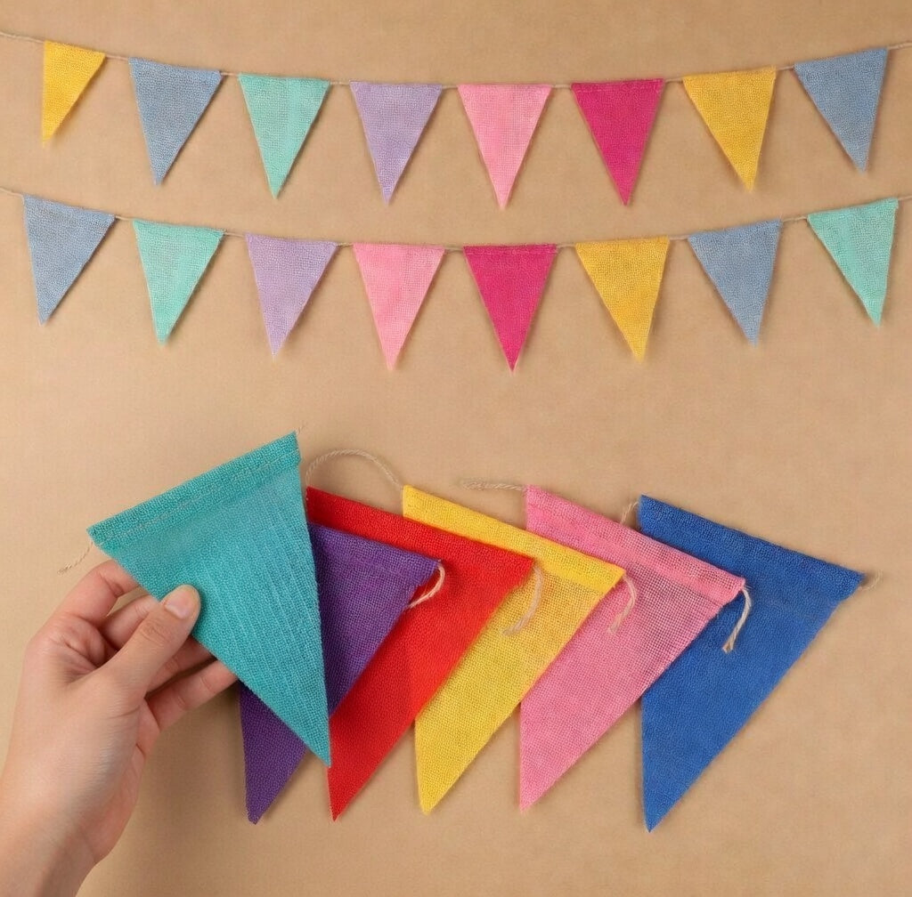 Pennant Banner Flags Pastel - Colorful Triangle Banners for Birthday Easter Classroom School Carnival Garland Outdoor Burlap Bunting Party Decorations 4 Strings Vatoyum Balloons