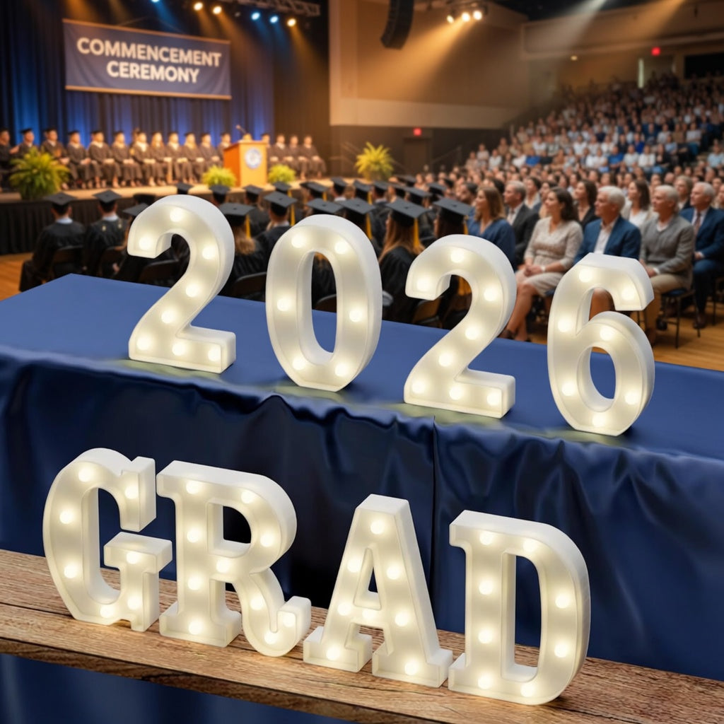 Graduation Decorations 2026 Deals-8 LED Long Marquee Light Up Letters 'Grad 2026' - Graduation Party Decor for Kindergarten Preschool High School College Graduation Vatoyum Balloons