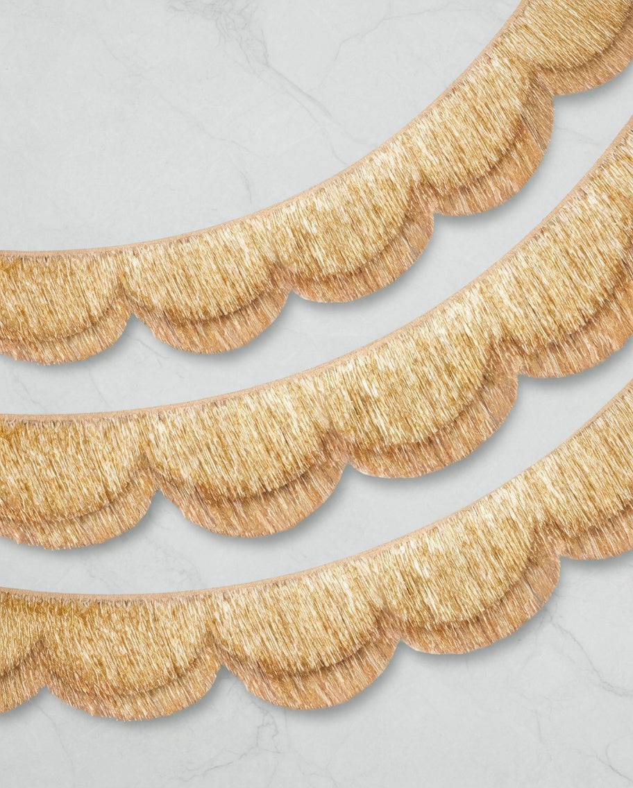 Gold Scalloped Layered Fringe Banner - 5 Ft. | Bachelorette Party Decorations, Birthday Party Decor, HBD Decor, Photo Booth Banner Backdrop Vatoyum Balloons