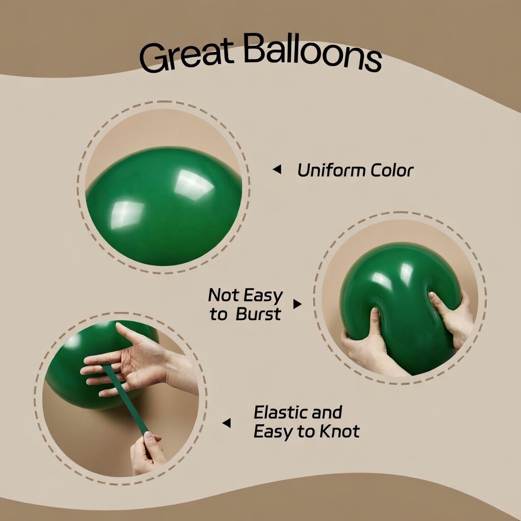 60pcs Green and Black balloons 12inch with Dark Green Metallic Gold Balloons for Jungle Safari Birthday Party Decorations Vatoyum Balloons