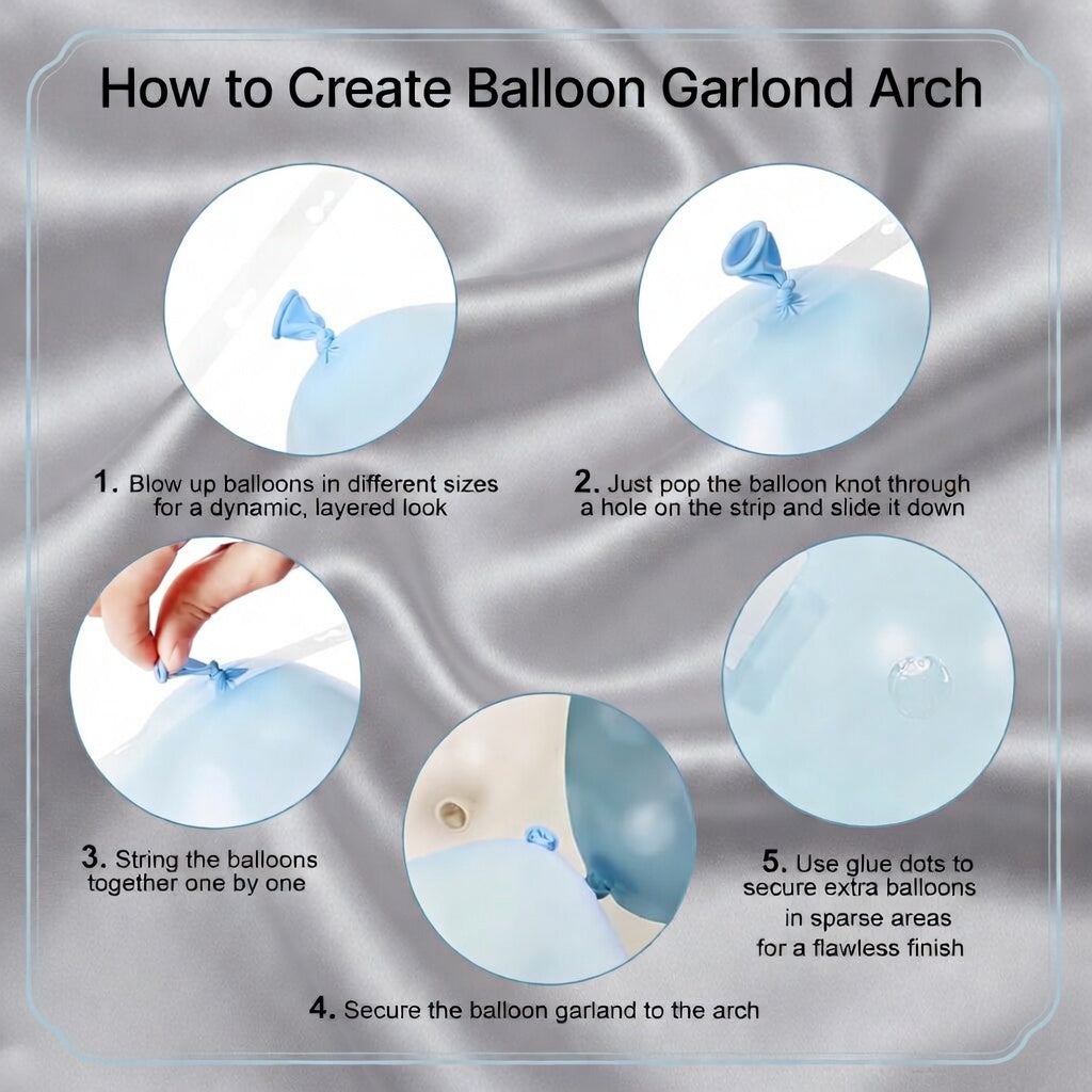 Light blue balloon arch set, a 124-piece blue and white balloon arch wreath set, including macaron blue, light blue, and sand white balloons, suitable for baby showers, bridal parties, and birthday party decorations. Vatoyum Balloons