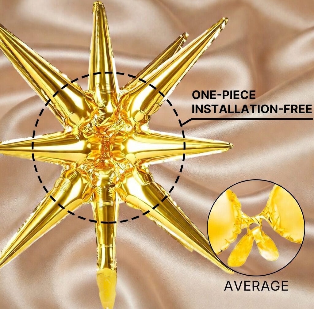 Metallic gold star foil balloons, 6 in total. Available in 27-inch and 22-inch sizes. Perfect for graduation ceremonies, anniversaries, bachelor/bachelorette parties, engagement parties, and birthday party decorations. Vatoyum Balloons
