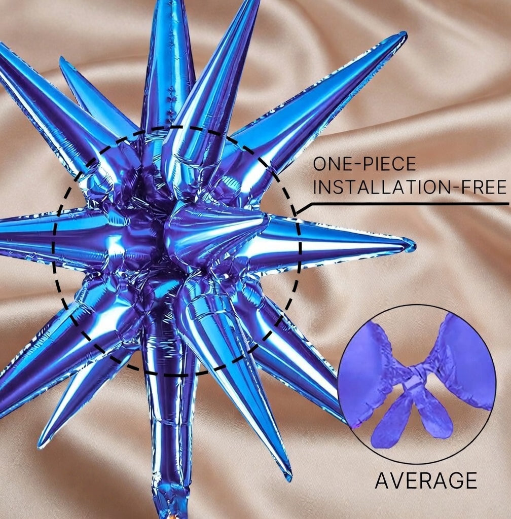 Navy blue star-shaped foil balloons, 6-pack, various sizes, 27-inch and 22-inch large explosive spike foil balloons, suitable for party decorations, graduation ceremonies, bachelor/bachelorette parties, birthday parties, baby showers. Vatoyum Balloons