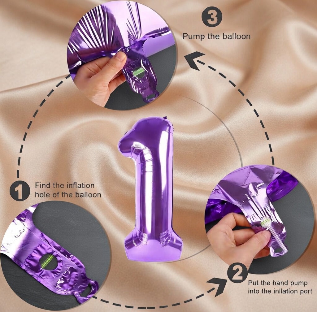 Purple Number Balloon 40 Inch, 0 Number Balloons, 10 20 30 40 50 Numbers Balloon Birthday Decorations, Purple Party Supplies for Girls Women Adults Vatoyum Balloons