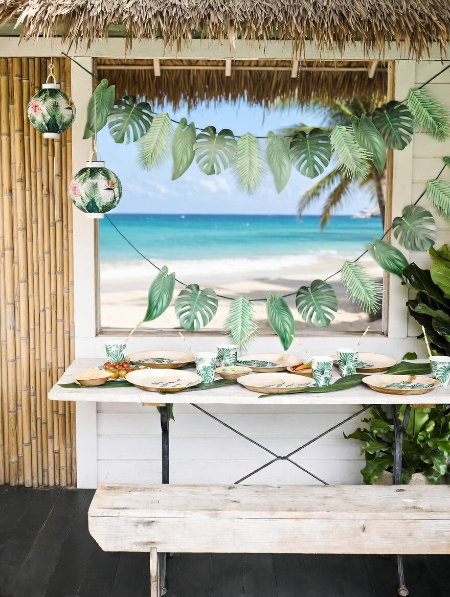 Tropical Palm Leaf Garland Party Decorations, Length 2.6M, 8.5 FT, Green Vatoyum Balloons