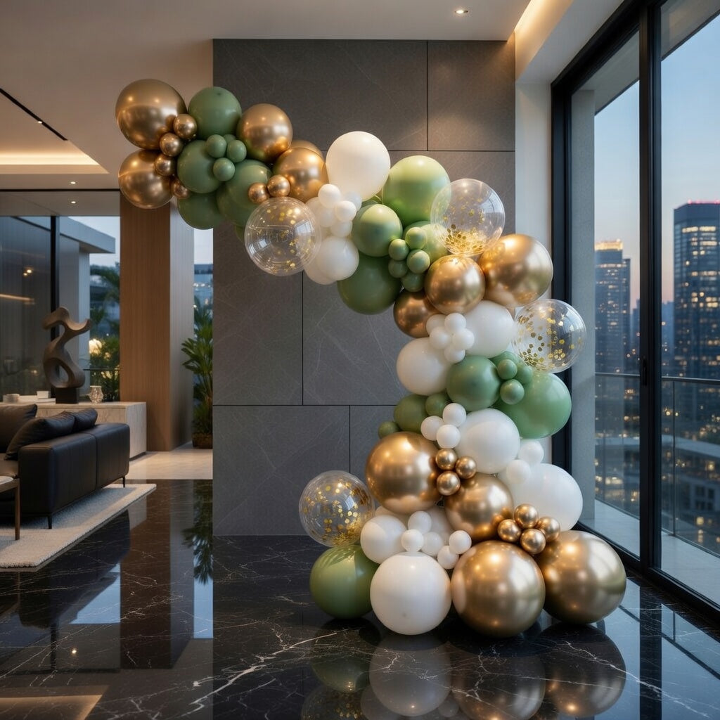 Sage Green White Gold Balloon Garland Arch Kit, 146Pcs Latex Balloons Different Sizes 18 12 10 5 Inch for Birthday Baby Shower Gender Reveal Wedding Party Decoration Vatoyum Balloons